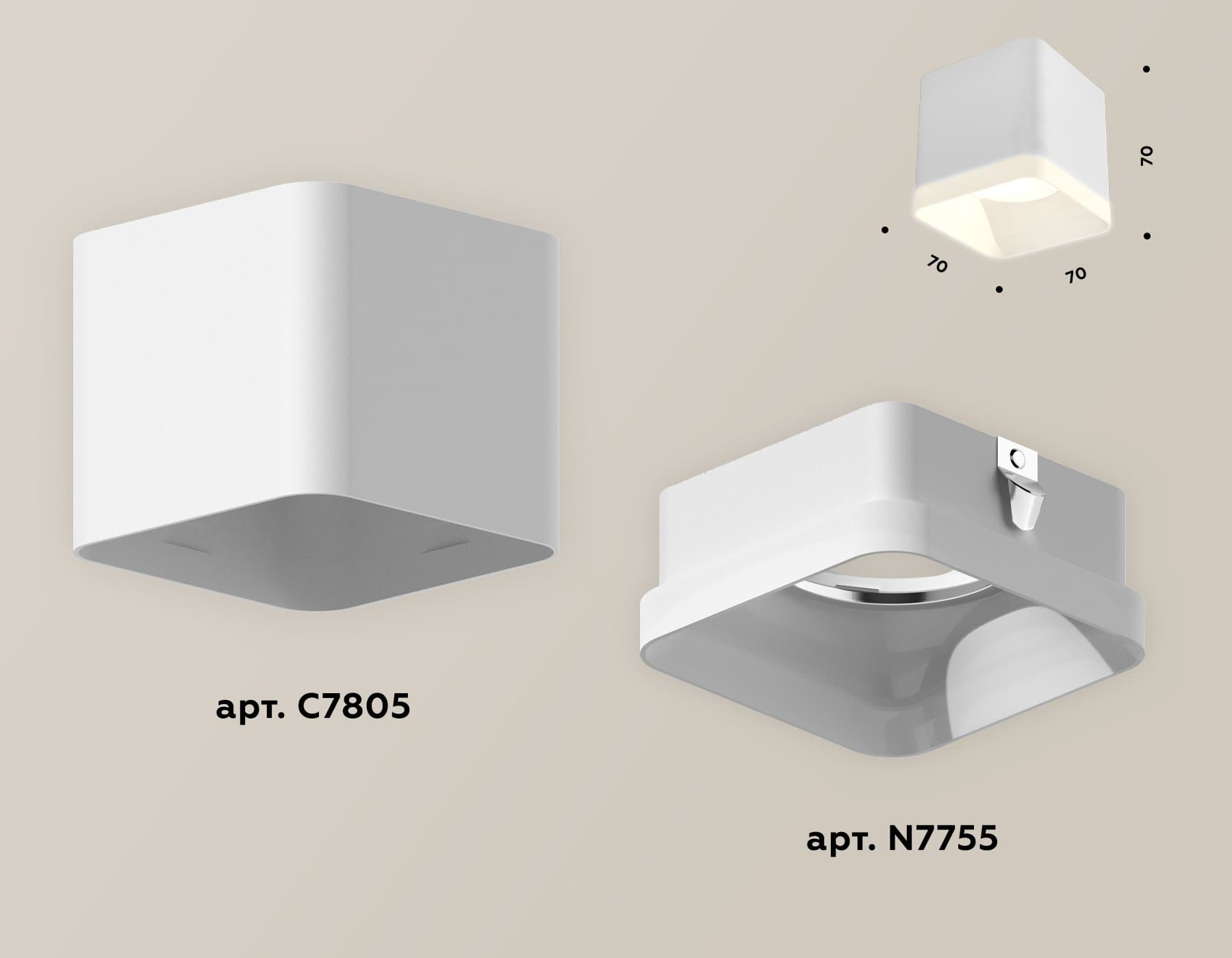 Ambrella Комплект накладного светильника с акрилом XS7805040 SWH/FR белый песок/белый матовый MR16 GU5.3 (C7805, N7755) — миниатюра 3