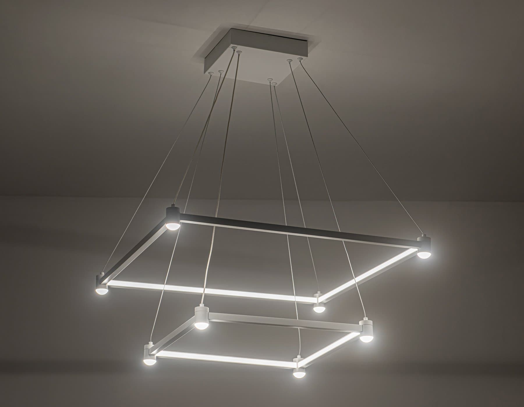 Ambrella Светильник подвесной светодиодный FL5595/2+8 WH белый 60W 3000K/4200K/6400K 600*600*1300 (без ПДУ) — миниатюра 3