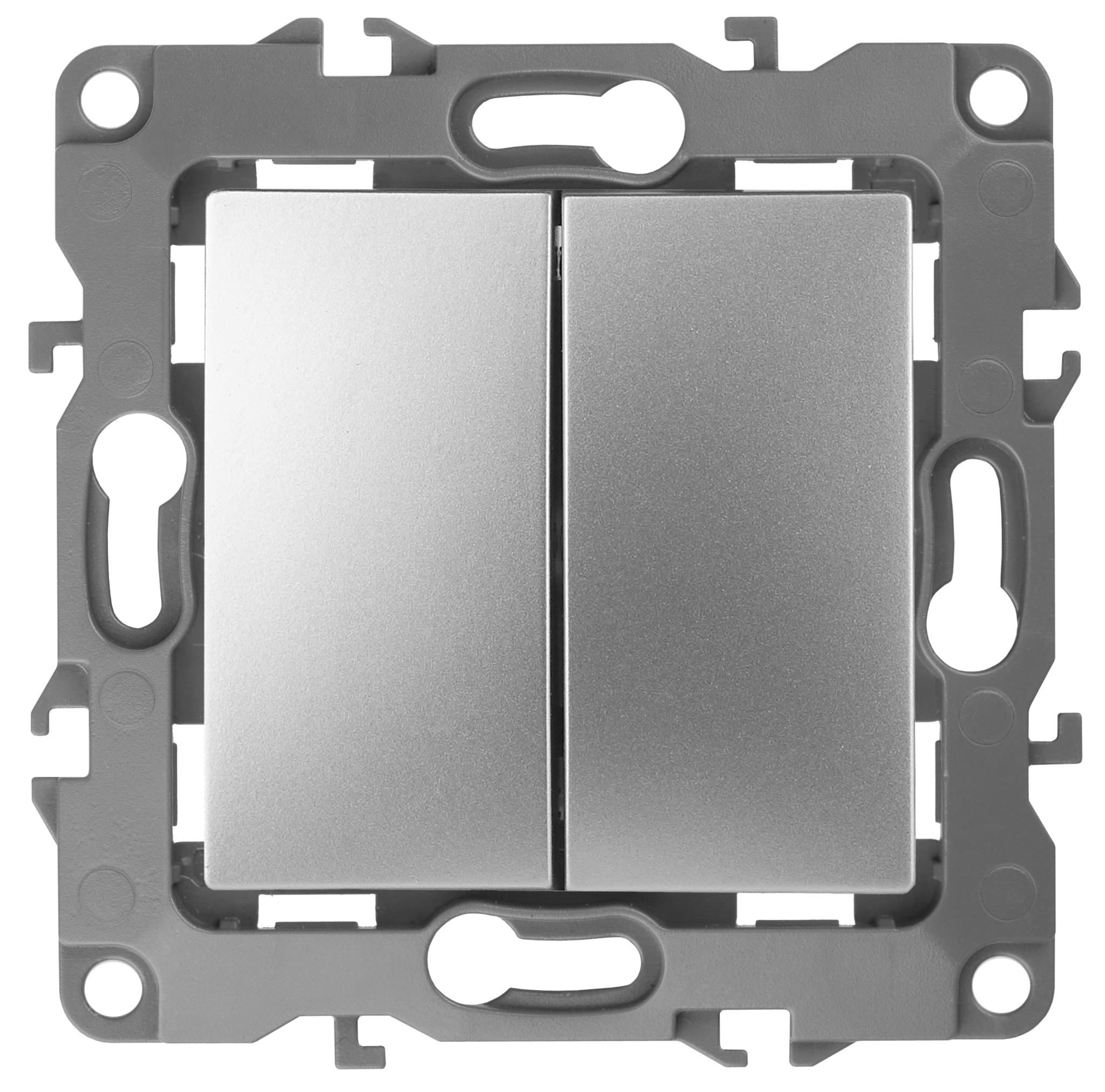 ЭРА 12-1106-03 Переключатель двойной, 10АХ-250В, IP20, 12, Алюминий