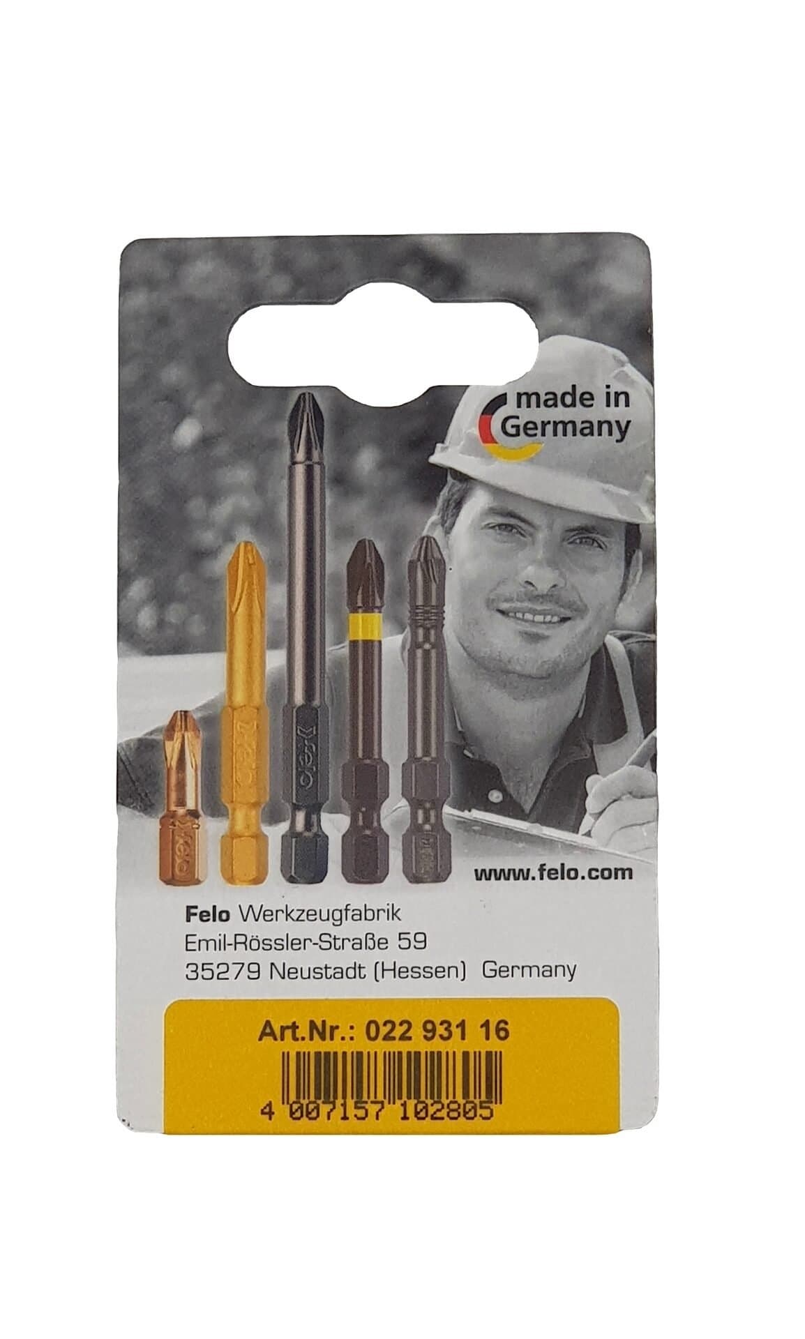 Felo Бита крестовая PH 1/PH 2/PH 3X25, 3 шт в блистере 02293116 — миниатюра 2