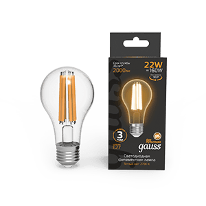 Gauss Лампа Filament А70 22W 2000lm 2700К Е27 LED 1/10/40 102902122