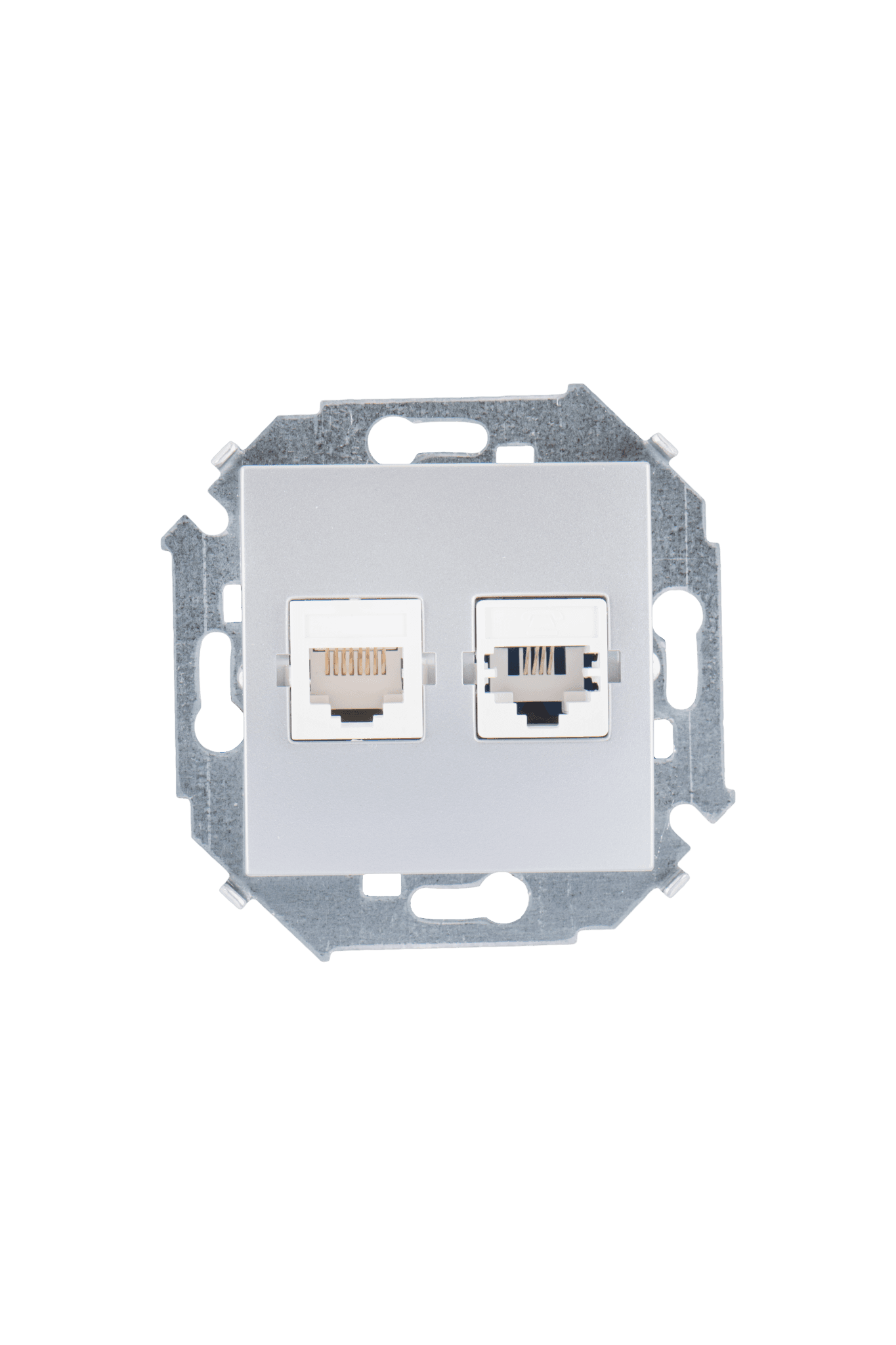 Simon 15 Алюминий Розетка ТЛФ + комп RJ11+RJ45 кат.5е 1591590-033 — миниатюра 2