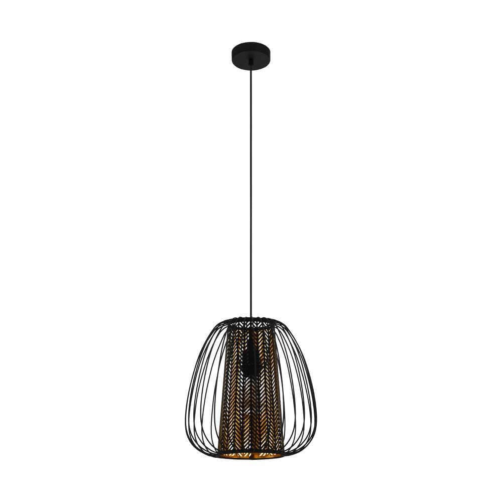 Eglo 99661 Подвесной потолочный светильник (люстра) CURASAO, 1x40W, E27, H1100, Ø335, сталь/текстиль, черный/золотой