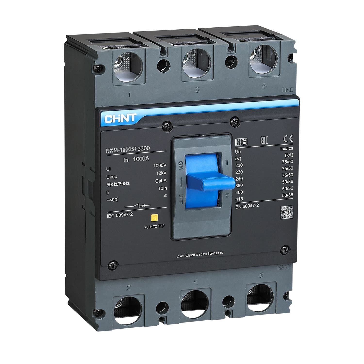 CHINT Авт. выкл. NXM-1600H/3Р 1250A 70кА регулир.