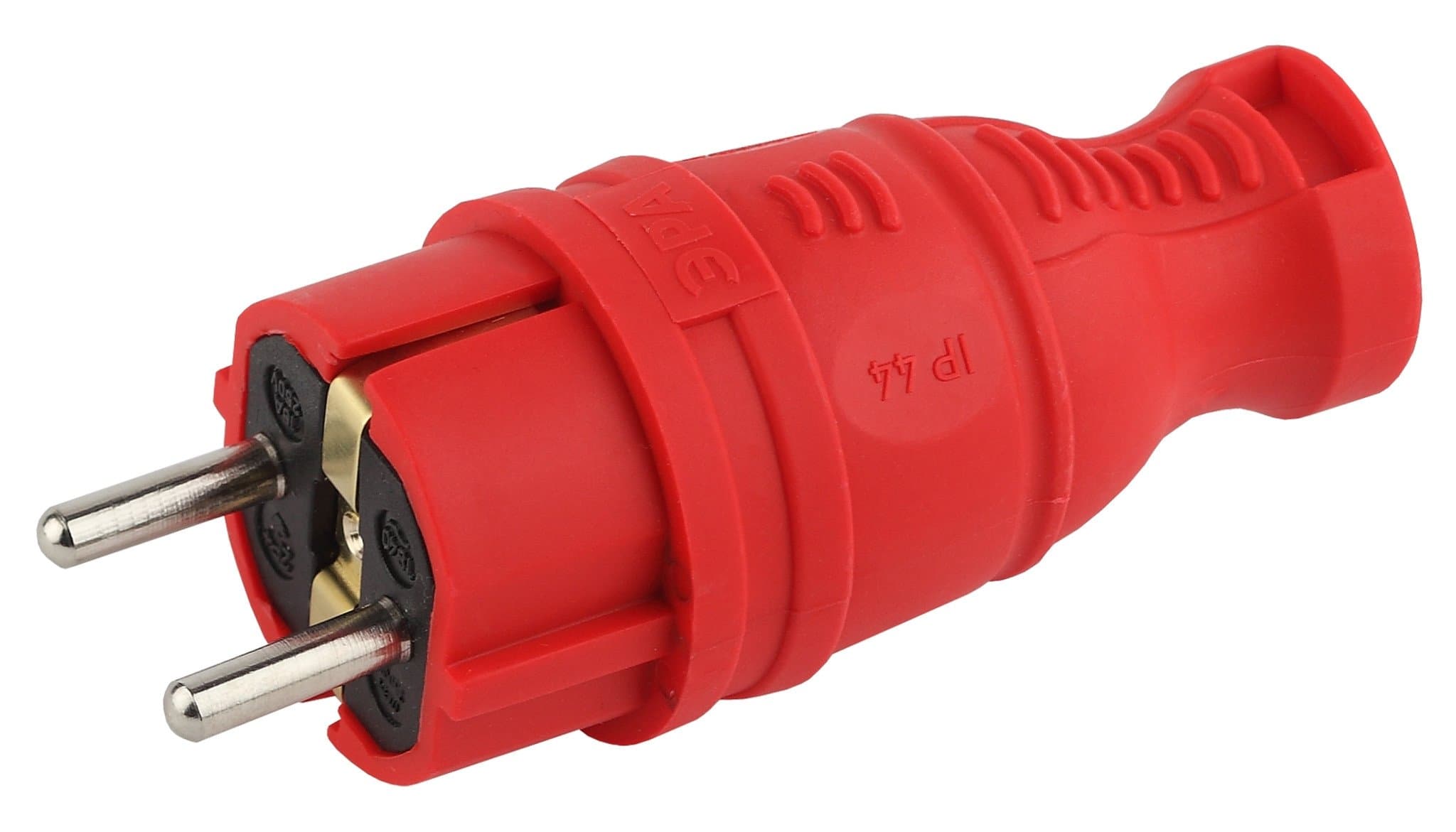 ЭРА V8-RED-IP44 Красный Вилка каучуковая з/з прямая 16A IP44