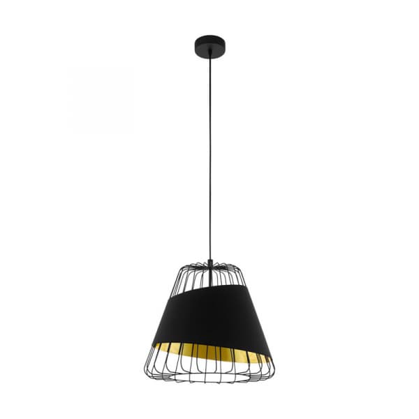 Eglo 49446 Подвес AUSTELL, 1х60W (E27), 360, H1100, сталь, черный/текстиль, черный, золотой — миниатюра 1