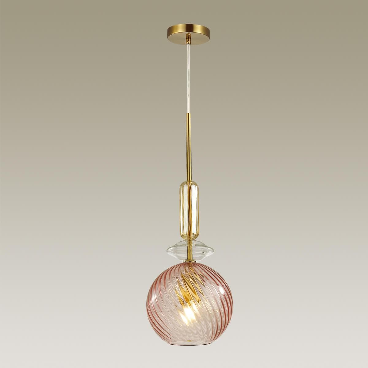 Odeon Light 4862/1 PENDANT ODL21 286 розовый/золото Подвес E27 1*60W BELLA — миниатюра 4