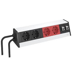OBO Bettermann Настольный бокс укомплектованный DB (4 розетки 220В, 2 RJ45 категория 6 экранированные) алюминий 6116918 — миниатюра 2