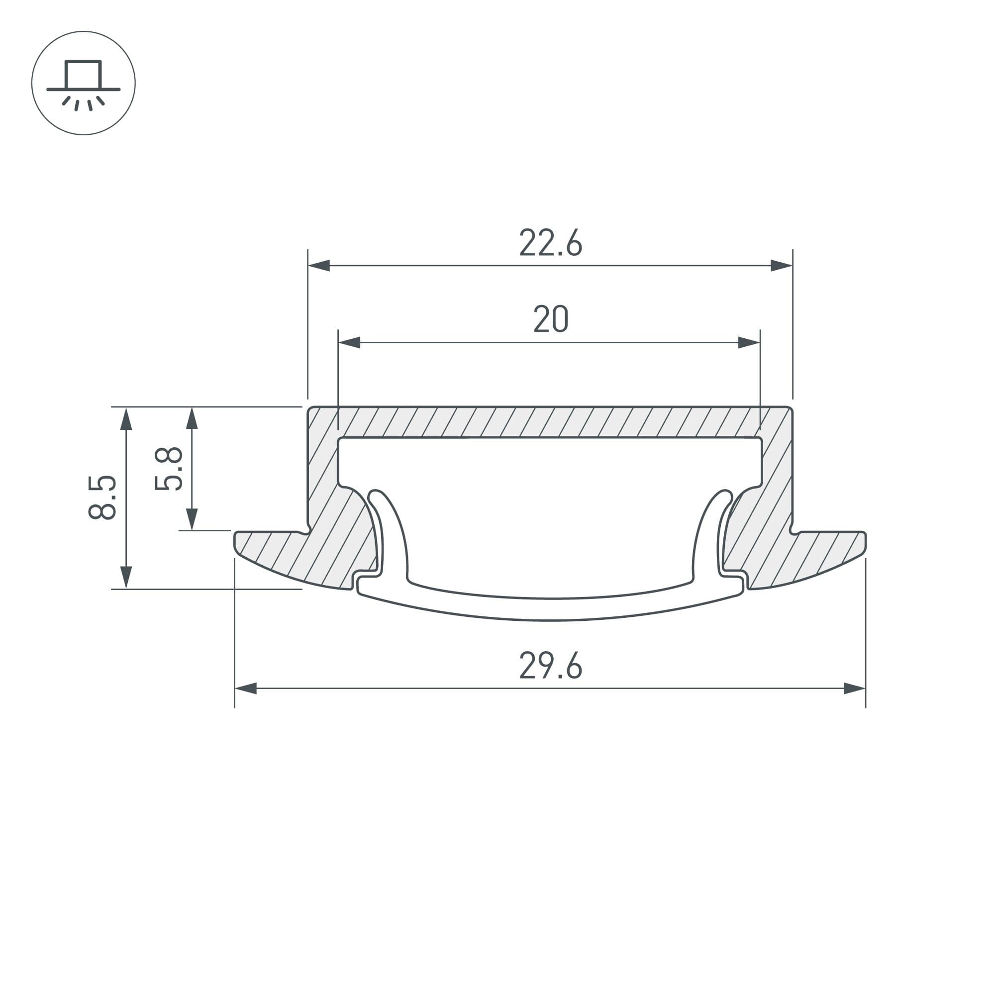 Arlight Профиль с экраном ALU-WIDE-F-H8-2000 ANOD+FROST (Алюминий) 014860 — миниатюра 3