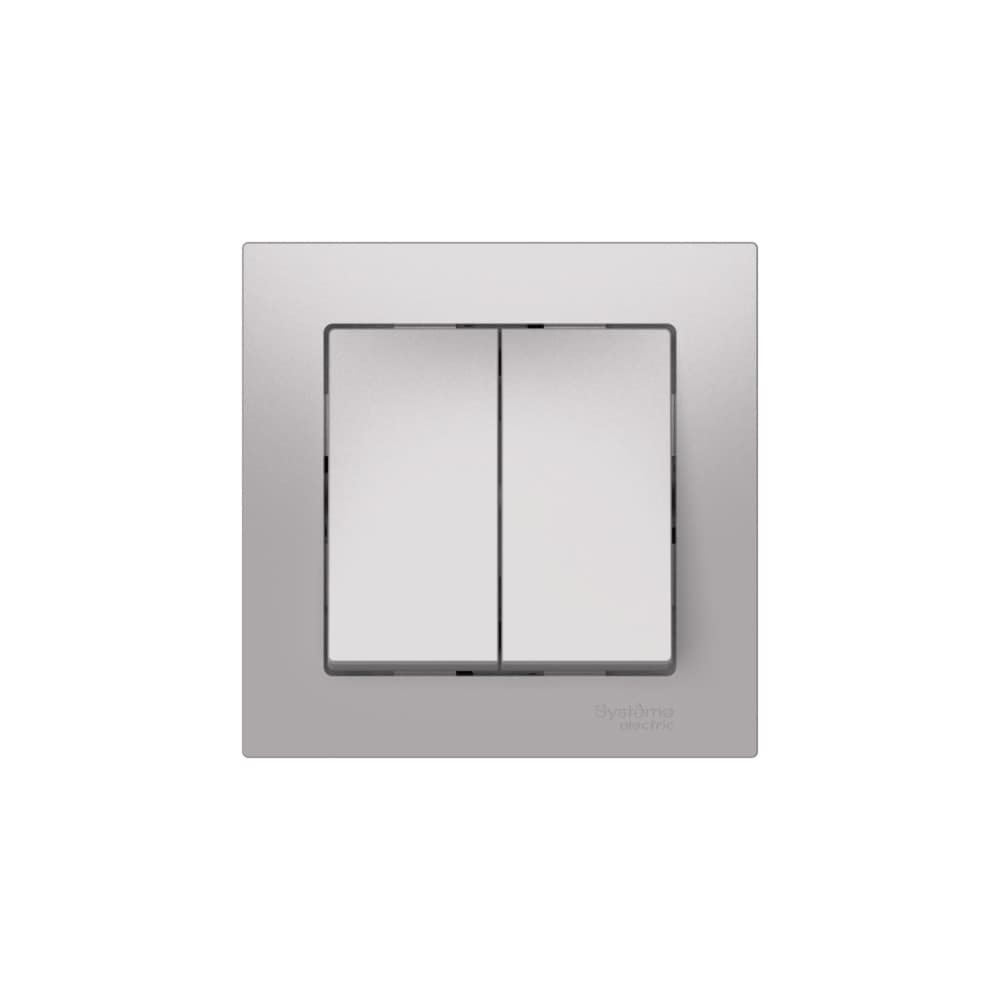 Systeme Electric AtlasDesign Алюминий Выключатель 2-клавишный, сх.5, 10АХ, в сборе, быстрозажим. клем. — миниатюра 3