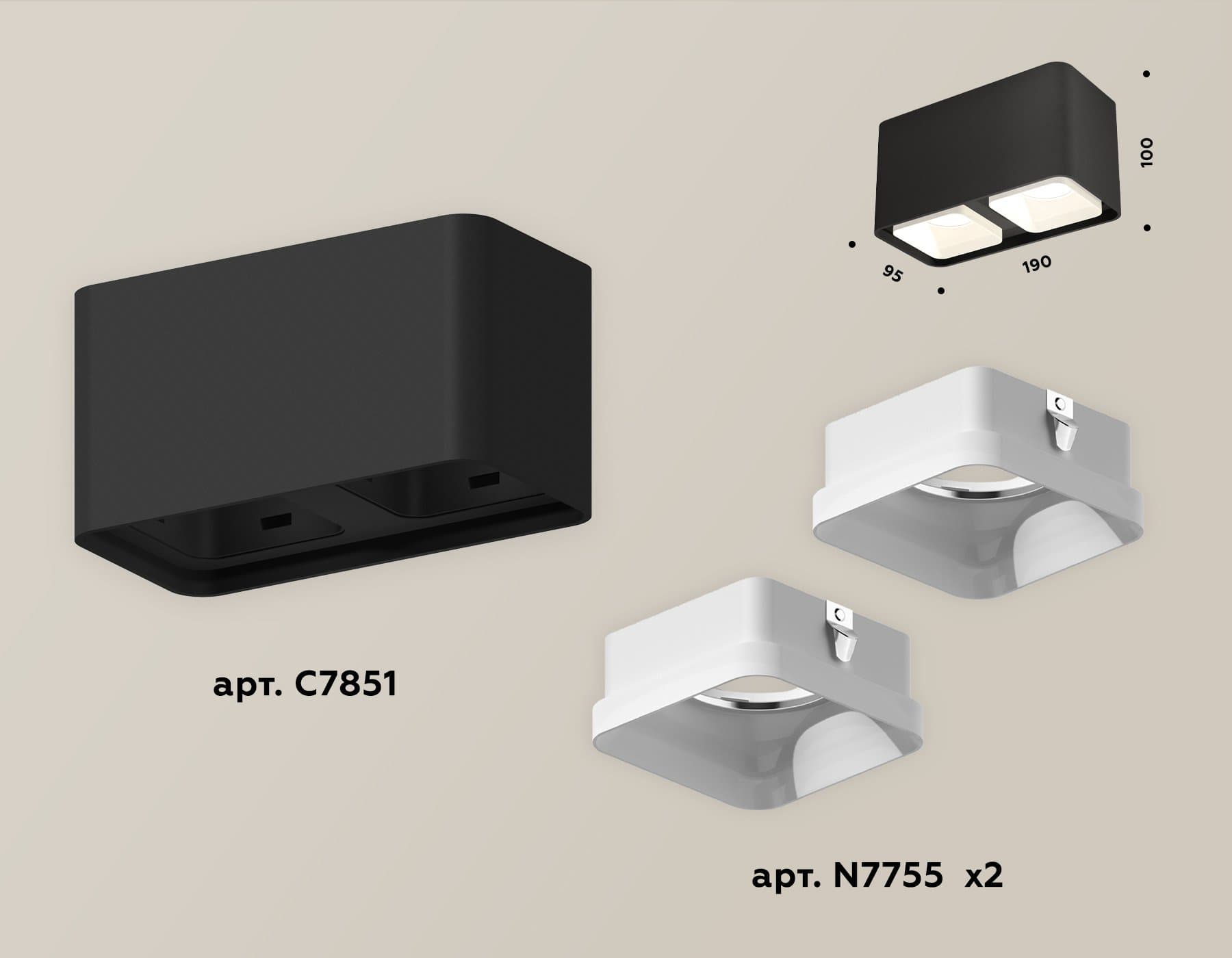 Ambrella Комплект накладного светильника с акрилом XS7851021 SBK/FR черный песок/белый матовый MR16 GU5.3 (C7851, N7755) — миниатюра 3
