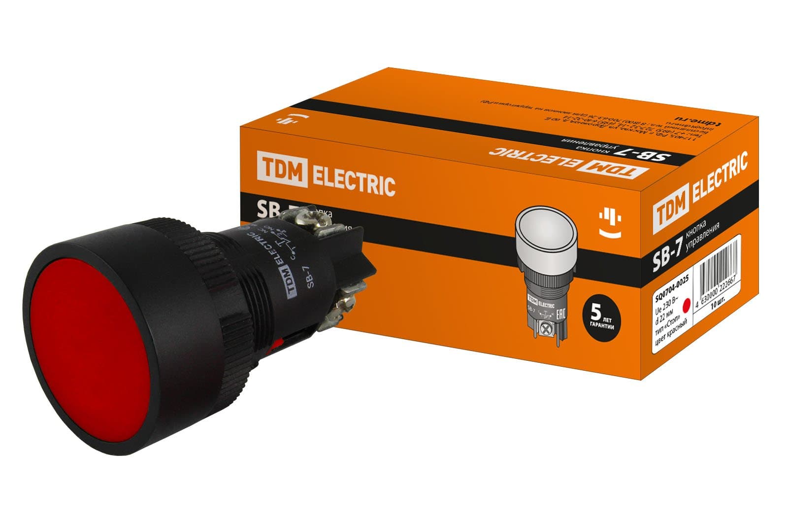 TDM Кнопка SВ-7 "Стоп" красная 1р d22мм/230В SQ0704-0025
