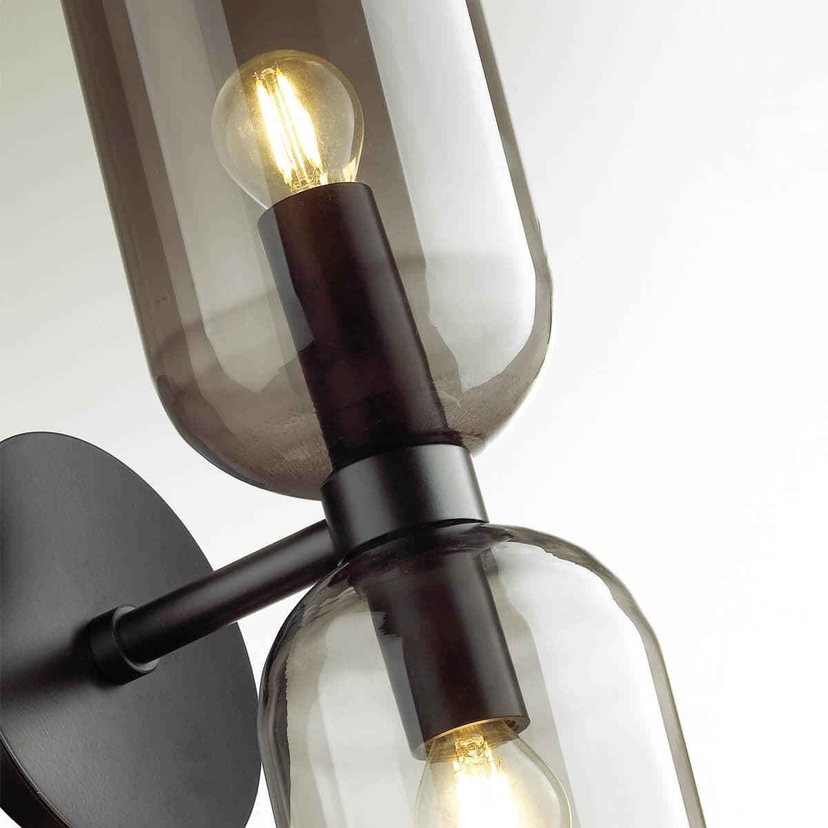 Odeon Light Бра с выключателем E14 2*60W ORINOCO MIDCENT ODL21 291 черный/дымчатый — миниатюра 4