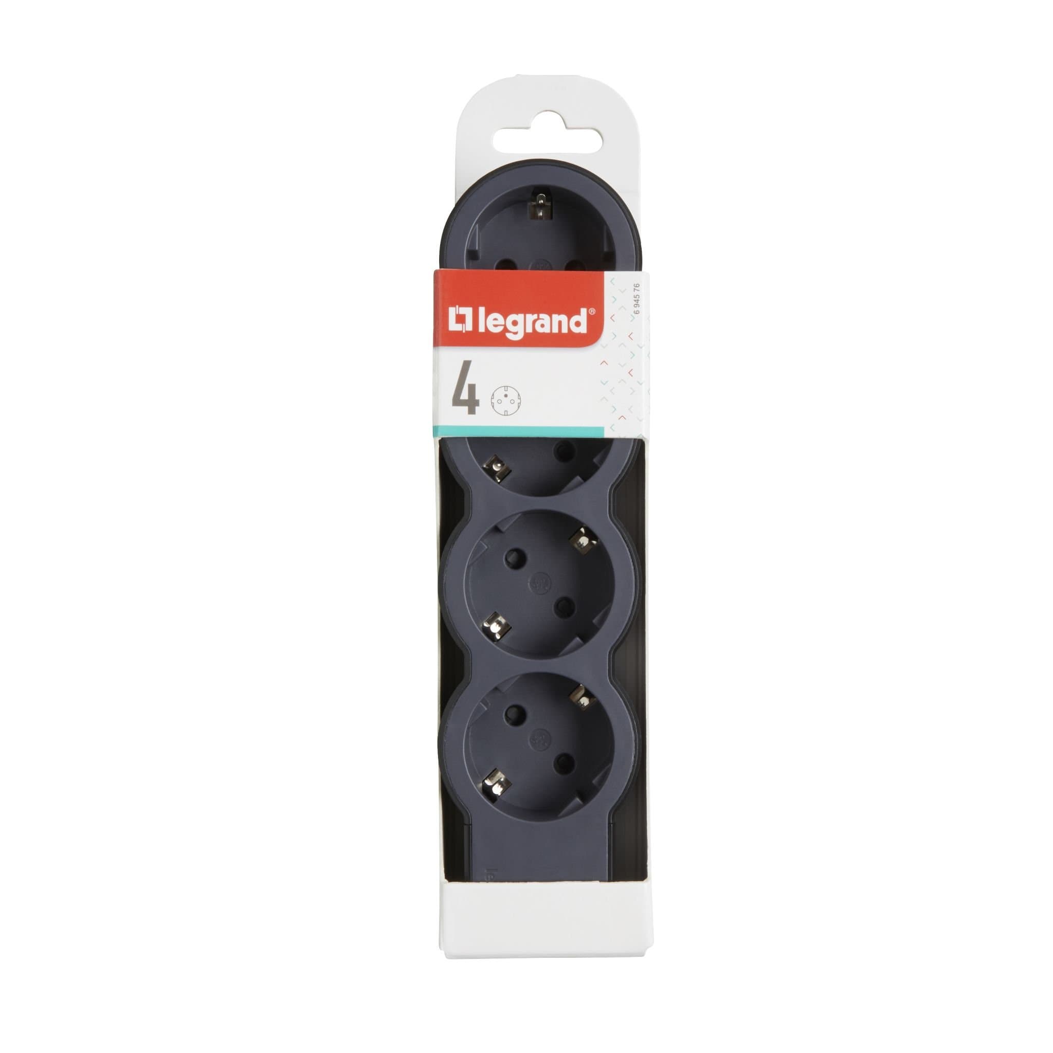 Legrand Revolution Стандарт Черный Удлинитель 4x2К+З, без кабеля 694576 — миниатюра 2