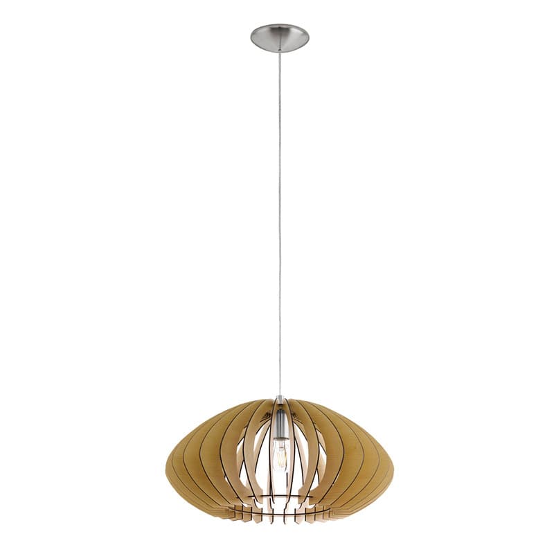 Eglo Подвес COSSANO 2, 1x60W (E27), Ø500, H1500, сталь, никель матовый/дерево, клен 95257