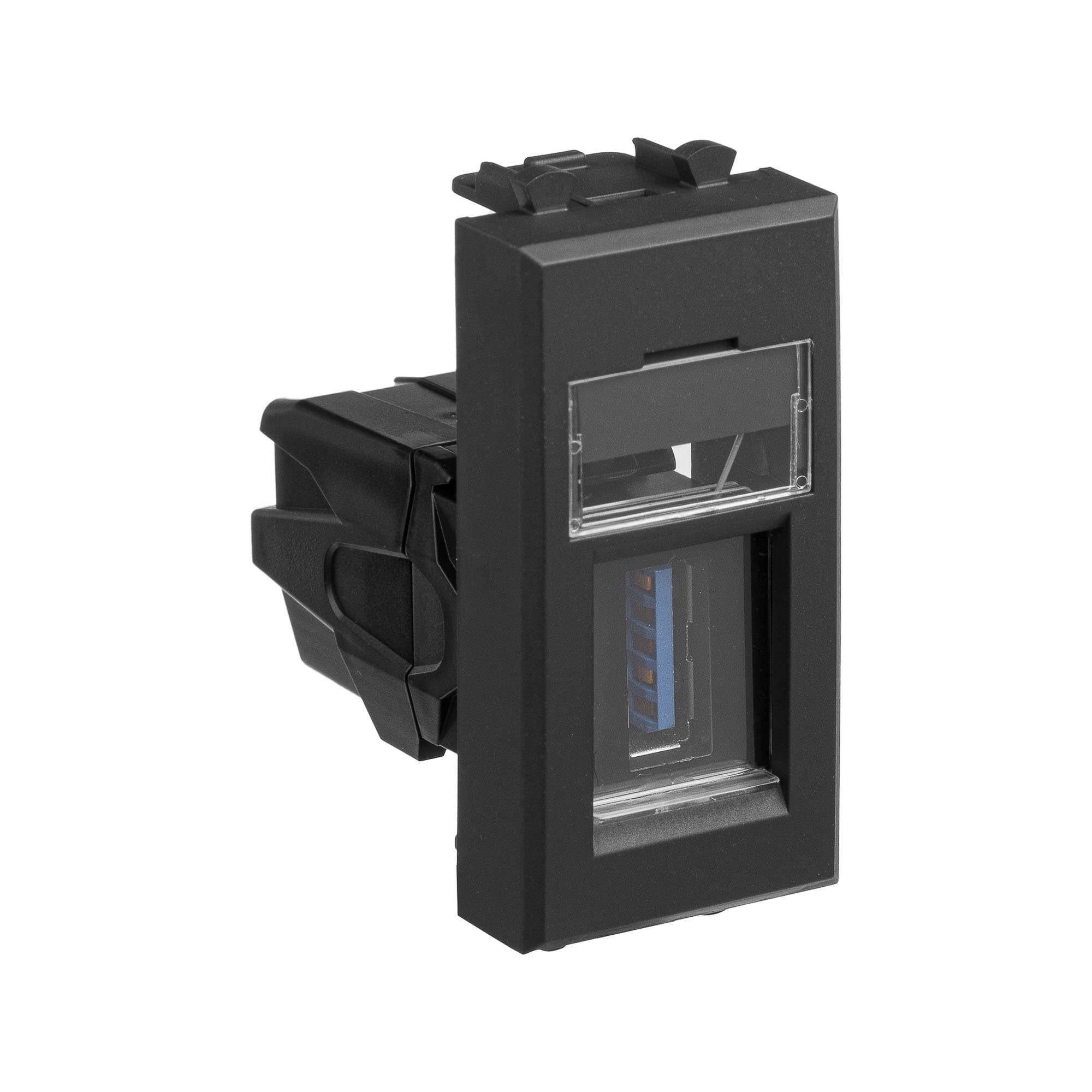 DKC USB 3.0 розетка модульная, тип А-А, "Avanti", "Черный матовый", 1 модуль — миниатюра 2