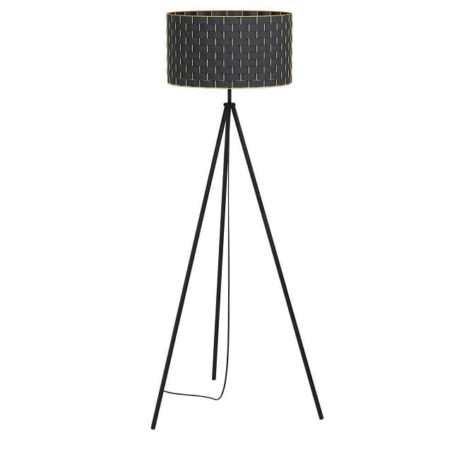 Eglo 99527 Торшер MARASALES, 1x40W, E27, H1490, Ø450, основание: Ø745, сталь/текстиль, черный/латунь