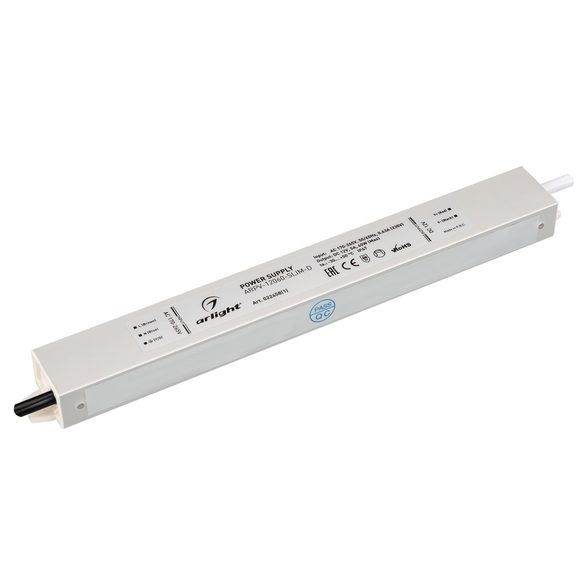Arlight Блок питания ARPV-12060-SLIM-D (12V, 5A, 60W) (IP67 Металл, 3 года) 022458(1) — миниатюра 1