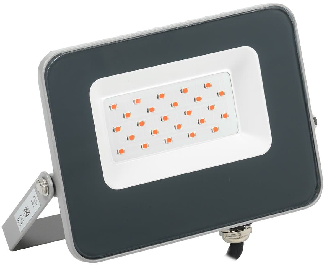 IEK Прожектор LED СДО 07-20R red IP65 серый IEK