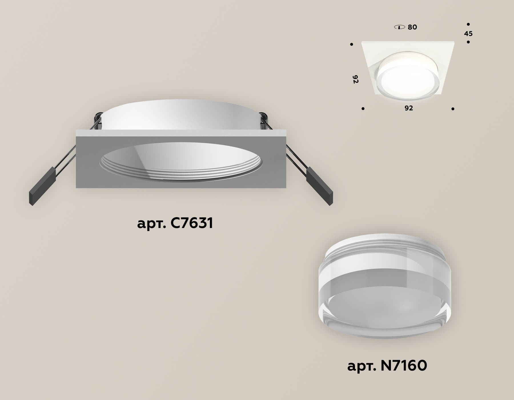 Ambrella Комплект встраиваемого светильника с акрилом XC7631043 SWH/FR/CL белый песок/белый матовый/прозрачный MR16 GU5.3 (C7631, N7160) — миниатюра 2