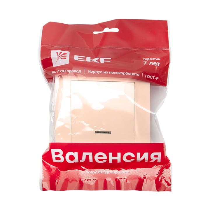 EKF PROxima Валенсия выключатель 1-кл. 10А кремовый с индикатором — миниатюра 2