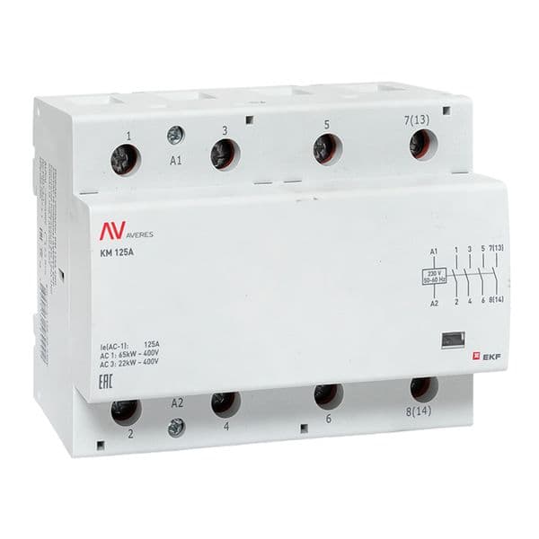 EKF Контактор модульный КМ 125А 4NO 230В АС (6 мод.) AVERES — миниатюра 1