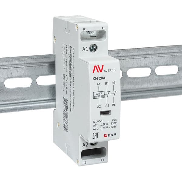 EKF Контактор модульный КМ 20А 2NC 230В АС (1 мод.) AVERES — миниатюра 2