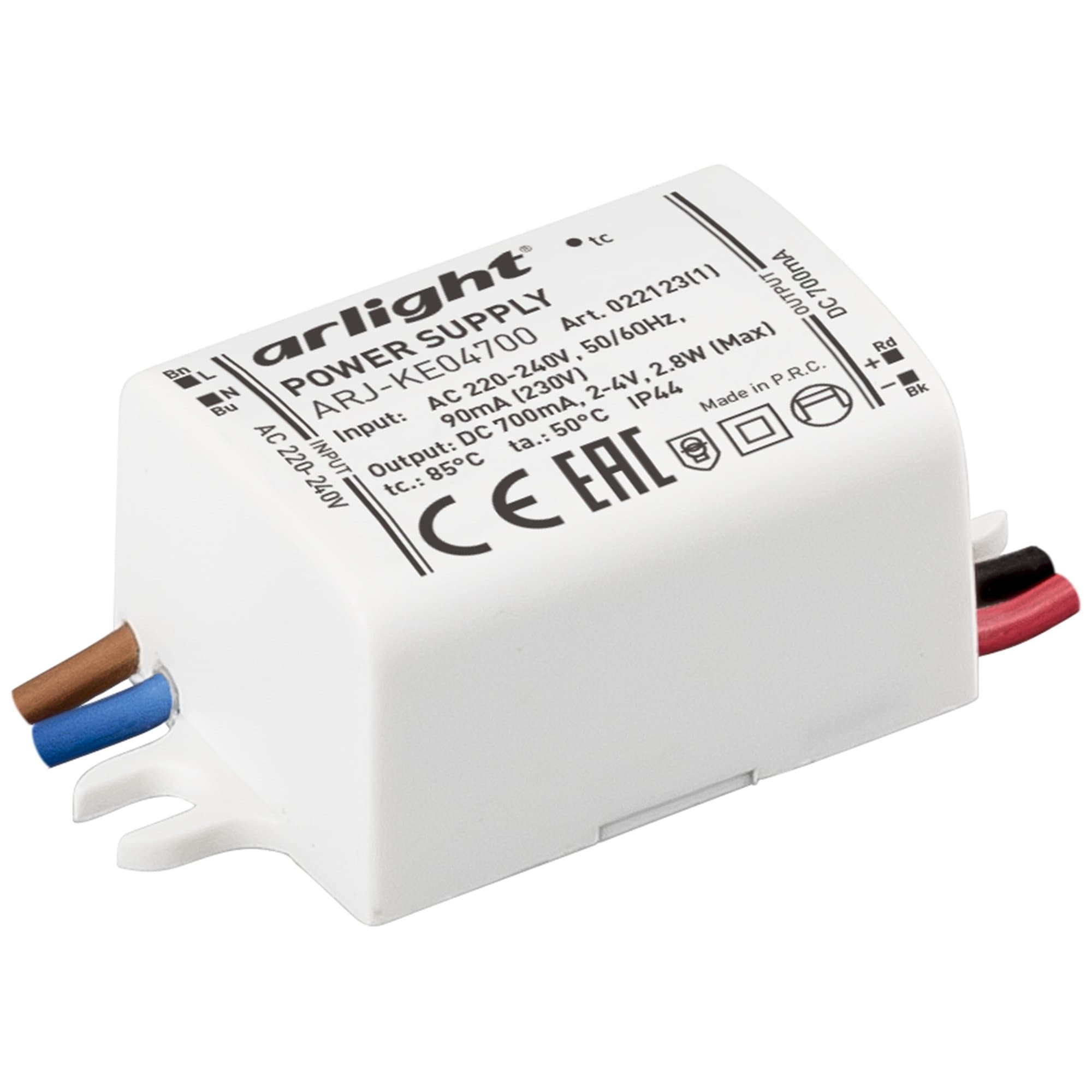 Arlight Блок питания ARJ-KE04700 (3W, 700mA) (IP44 Пластик, 5 лет) 022123(1)