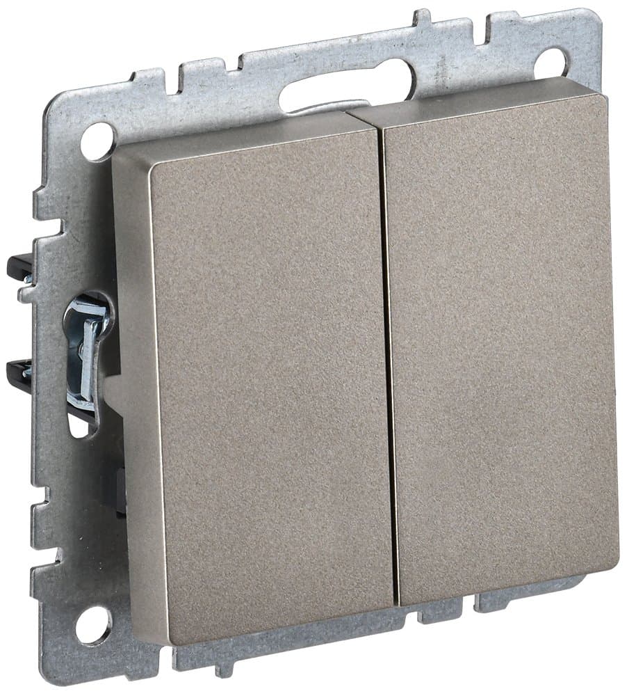 IEK BRITE BASE Шампань Выключатель 2-кл прох. 10А ВС10-2-6-БрШ