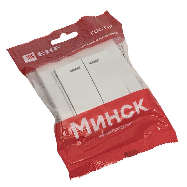 EKF Basic Минск Белый Выключатель 2-кл с индикатором, 10А, СП — миниатюра 7