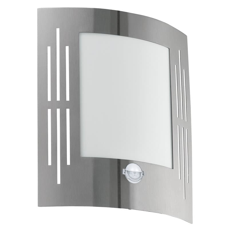 Eglo Светильник уличный настенный CITY с датч. движения, 1х60W (E27), нерж. сталь/пластик 88144