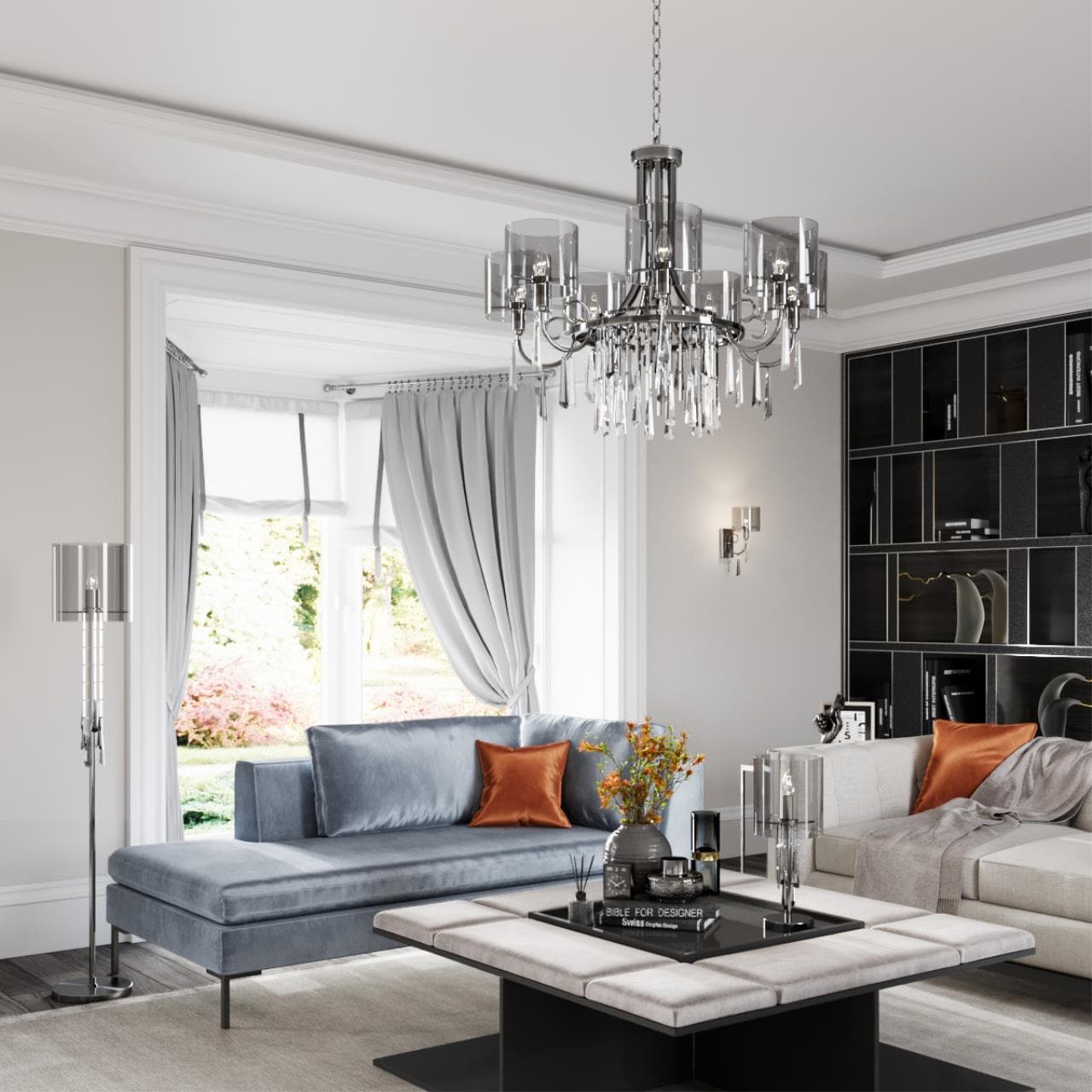Odeon Light 4890/5 HALL ODL_EX23 43 черный хром/дымчатый/ металл/стекло Люстра E14 5*40W NICOLE — миниатюра 3