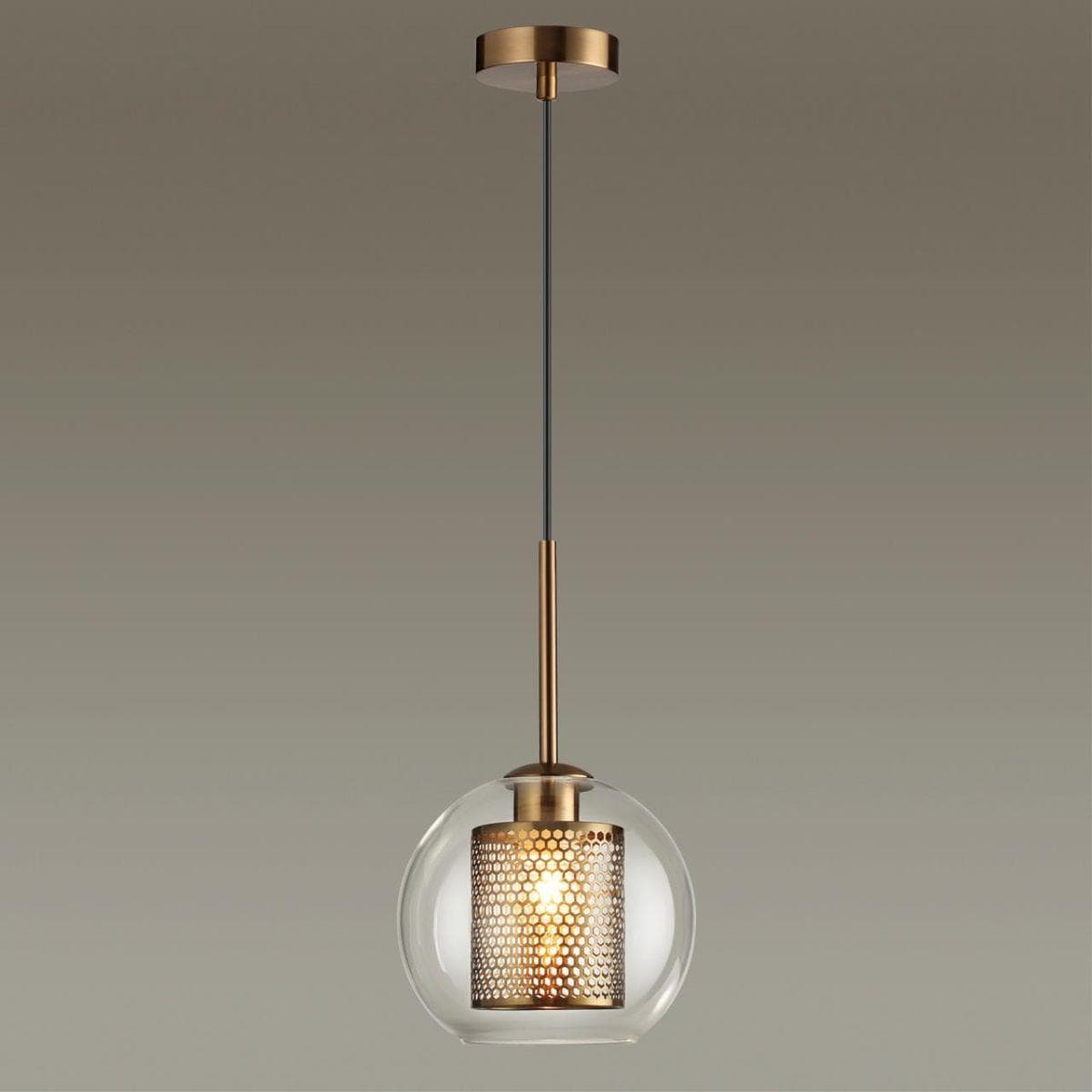 Odeon Light 4939/1 PENDANT ODL22 235 античн.бронза/металл/прозрачный/стекло Подвес E27 1*40W CLOCKY — миниатюра 4
