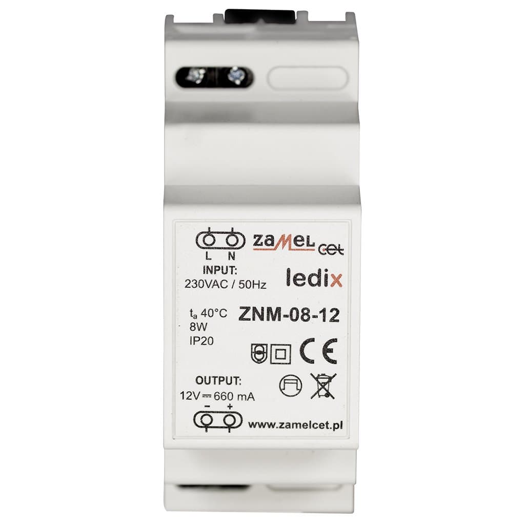 Zamel Блок питания LED 12V DC 8W на DIN-рейку ZNM-08-12