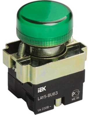 IEK LAY5 Индикатор LAY5-BU63 зеленого цвета d22мм — миниатюра 2