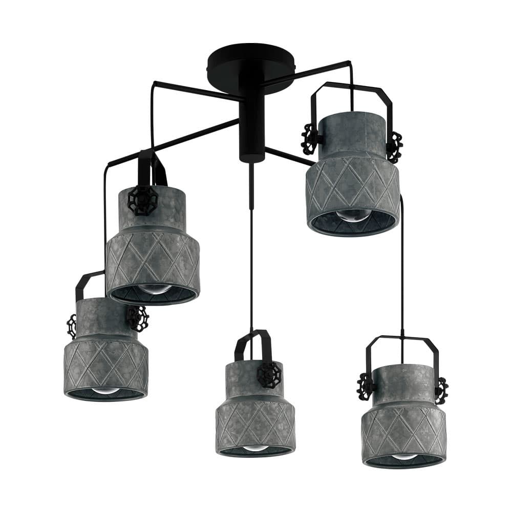 Eglo 39856 Подвес HIlCOTT, 5х40W (E27), 675, H1500, сталь, черный/сталь, оцинкованный