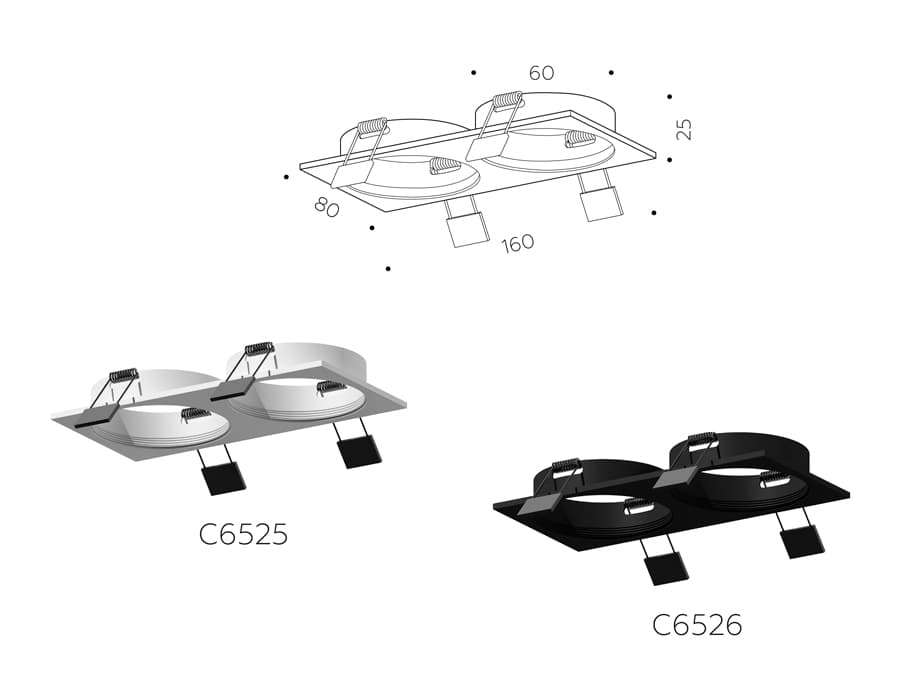 Ambrella Корпус светильника встраиваемый для насадок D60mm C6525 SWH белый песок 160*80*H25mm MR16 GU5.3 — миниатюра 2