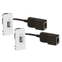 Legrand Mosaic Белый USB усилитель с разъемом гнездо для линии передачи данных, передатчик+приемник 1 мод 078748 — миниатюра 2