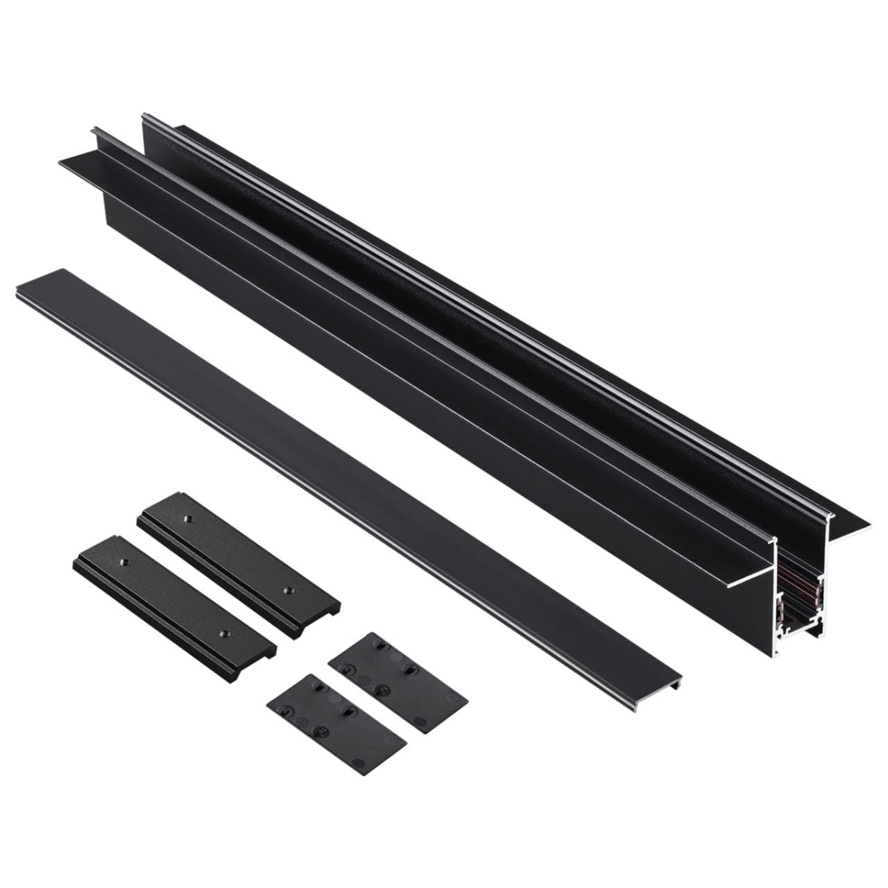 Novotech 135230 SHINO NT23 000 черный Шинопровод для встраиваемого монтажа в ГКЛ (заглушки 2шт, прямые соединители 2шт, крышка из пластика) IP20 48V F