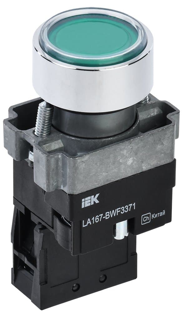 IEK Кнопка LA167-BWF3371 d=22мм RC 1з с подсвет зеленая