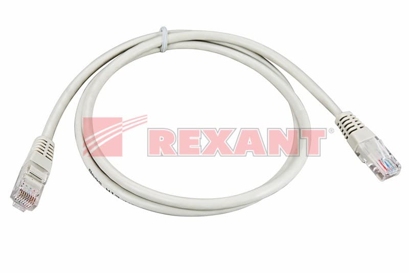 Патч-корд UTP 5e кат. литой 1М СЕРЫЙ Rexant 18-1002 — миниатюра 2