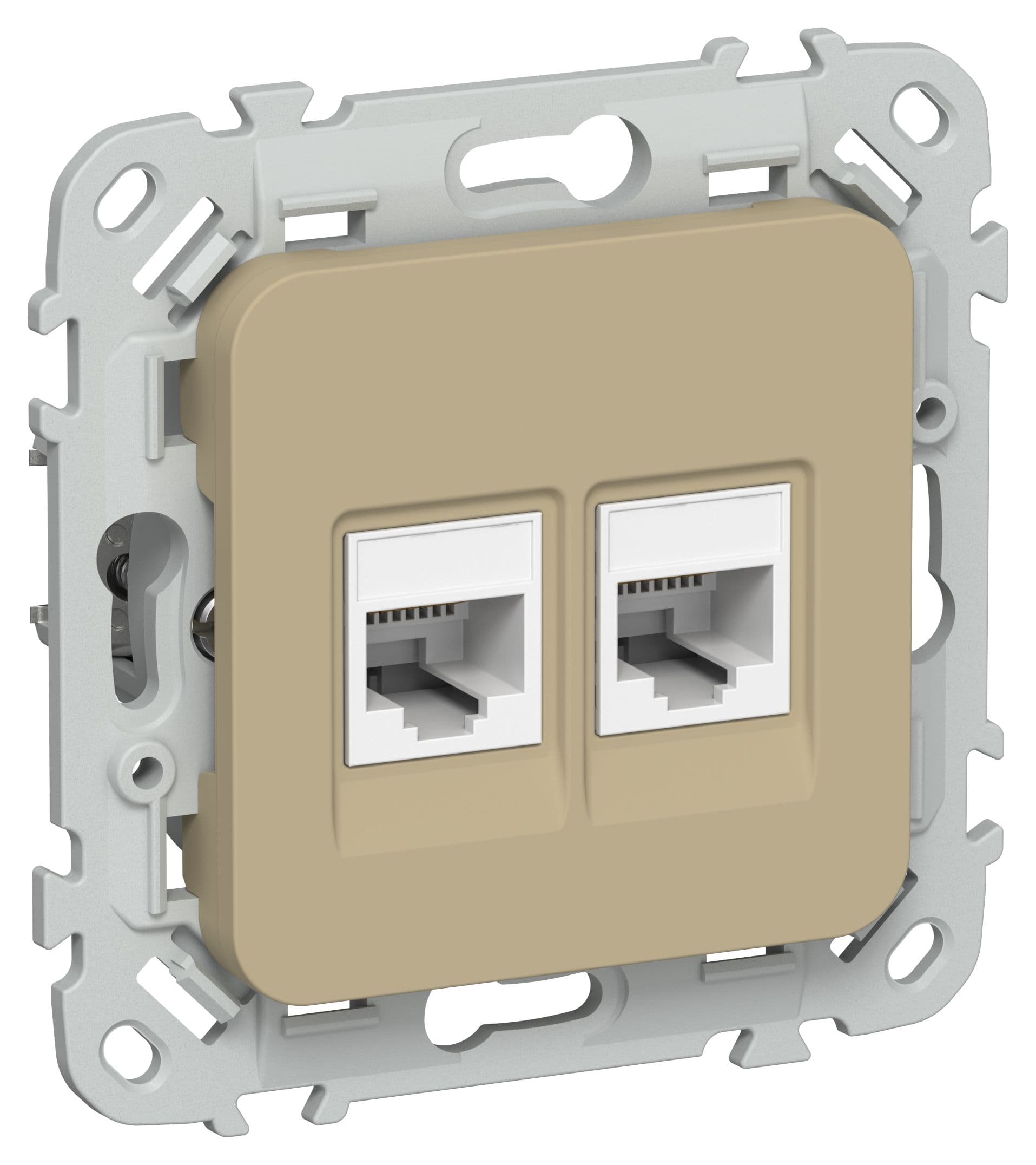 IEK FLITE Хаки Розетка 2-местная компьютерная RJ45 категория 5Е UTP — миниатюра 1