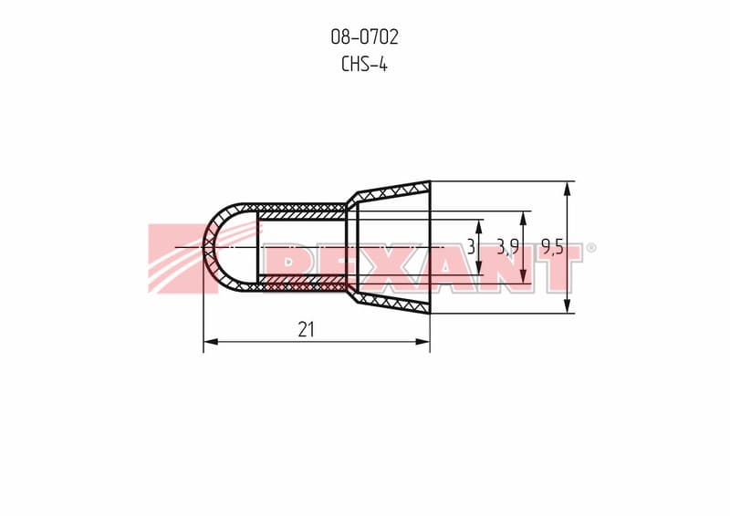Концевая изолированная ЗАГЛУШКА ø3мм 2мм² (КИЗ-2) Rexant 08-0702 — миниатюра 3