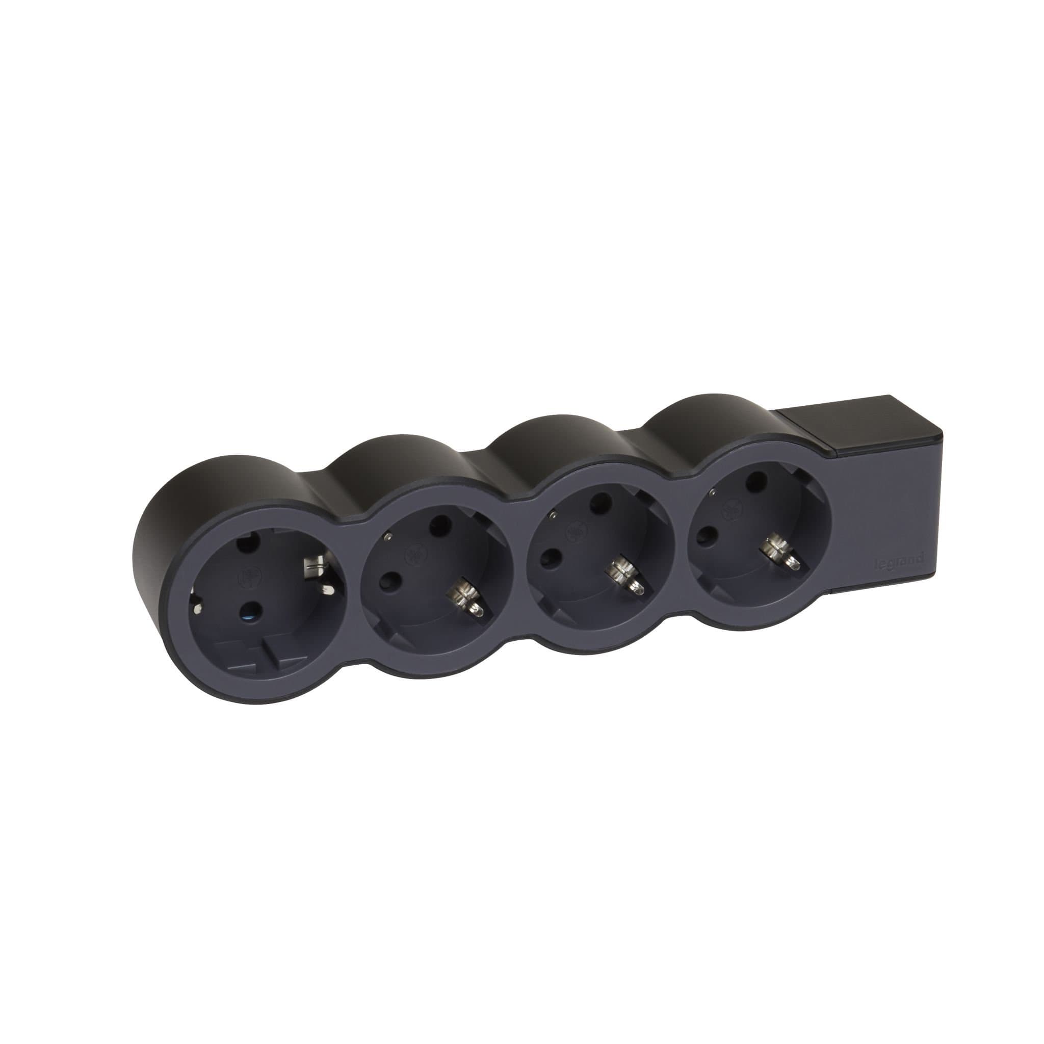 Legrand Revolution Стандарт Черный Удлинитель 4x2К+З, без кабеля 694576 — миниатюра 3