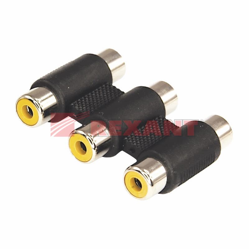 ПереходНИК 3 гнезда RCA - 3 гнезда RCA (тринокль) Rexant 14-0434 — миниатюра 2