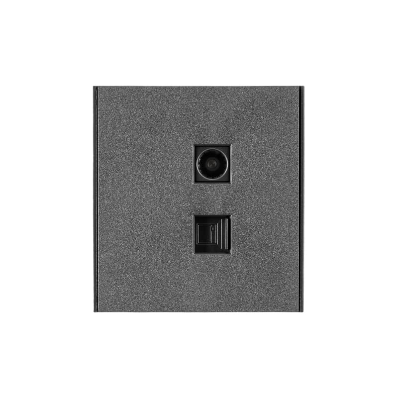 KRANZ STRONG Розетка компьютерная RJ45 кат6 + TV с/у графит, с 1-пост. рамкой