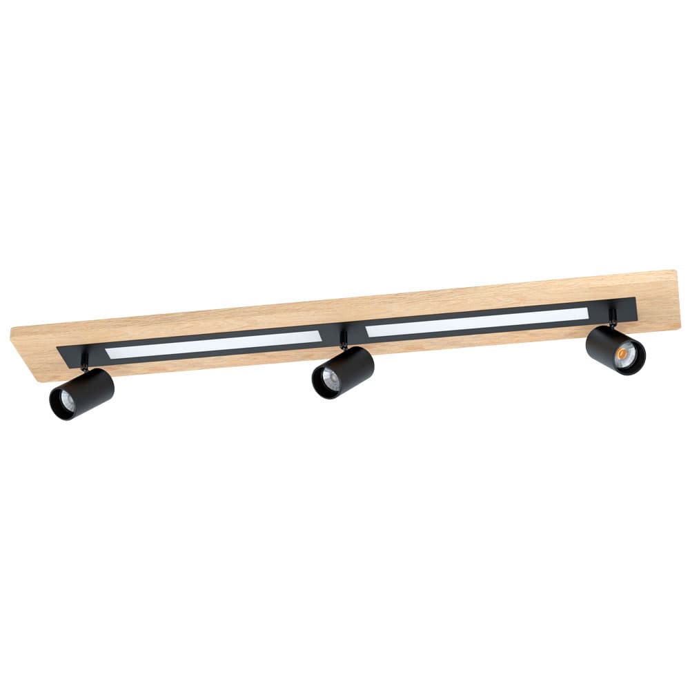 Eglo TORRESTRALLE Светильник светодиодный потолочный димм., 2х12W(LED)/3х4,5W(GU10), 1400/2х345lm, L1120, B170, H150, дерево, сталь, коричневый, черны 39749