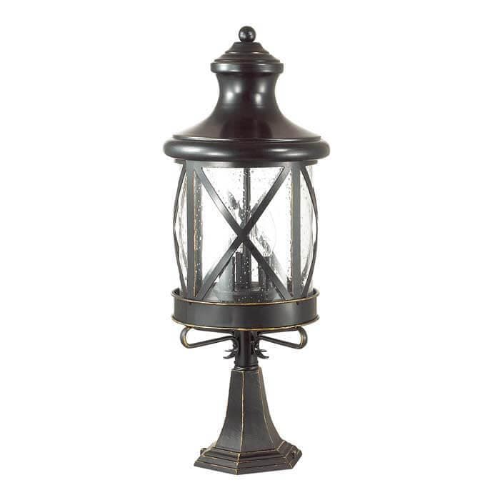 Odeon Light 4045/3B ODL18 709 черный/золотая патина Уличный светильник на столб IP44 E14 3*60W 220V SATION — миниатюра 1