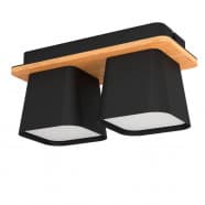 Eglo 390007 Потолочный светильник RUSCIO, 2x40W, E27, L310, B140, H150, сталь, дерево, черный, коричневый/сталь, черный, белый