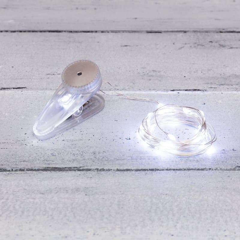NEON-NIGHT Гирлянда «Роса» с прищепкой 3 м, 30 LED, белое свечение, 2хCR2032 в комплекте 302-015